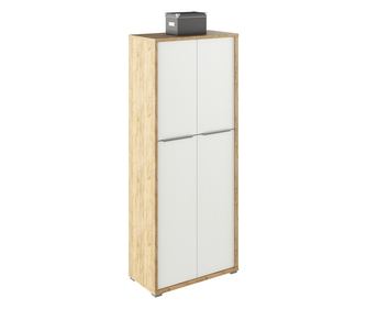 Rioma szekrény polcokkal, természetes artisan tölgy és fehér MDF, 75x38x182,6 cm