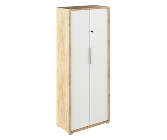 Rioma szekrény, természetes kézműves tölgy és fehér, 75x38x182,6 cm