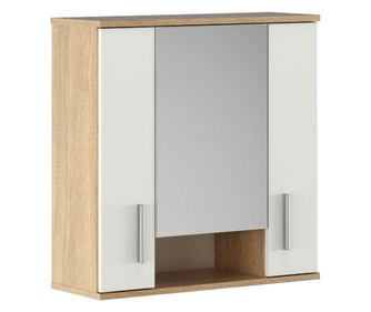 Fali szekrény tükörrel mdf natúr sonoma tölgy fehér Lessy 68,7x26x72 cm
