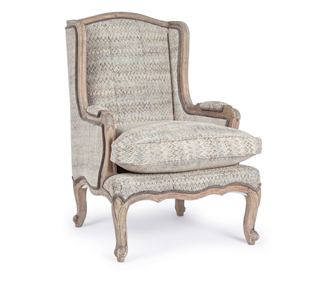 Fotel szürke pamut kárpittal és barna mangó fa vázzal Elodie 70 cm x 72 cm x 102 h