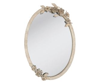 Vintage Krem Ruže Željezni Ukrasni Zidni Ogledalo 35x3x51 cm