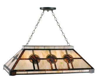 Železen lestenec s steklenim senčnikom Tiffany, 4 x največ 60 W, 115 cm x 36 cm x 130 v