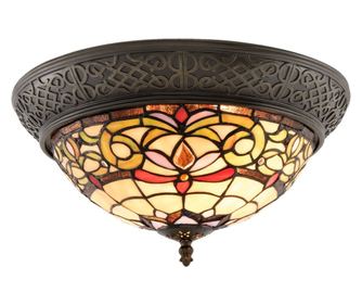 Rjav lestenec iz poliresina in stekla Tiffany, 2 x 40 W, Ø 58 cm x 20 v