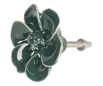 Buton mobila din fier si ceramica verde Ø 4 cm