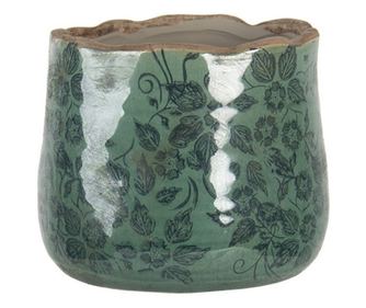 Ghiveci de flori din ceramica verde 13x11 cm