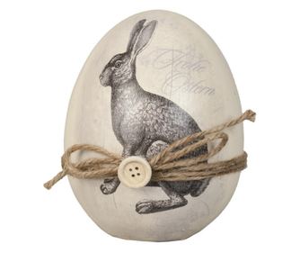 Ukrasno jaje od polirezina sa zečićem, 12x14 cm