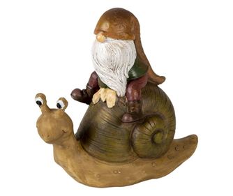 Figurina gnom cu melc din polirasina 10x5x10 cm