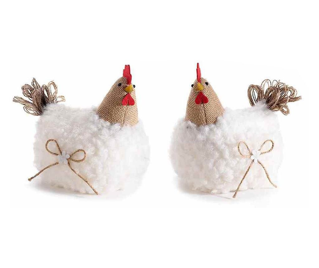 Σετ 2 Λευκές Φιγούρες Κότας 20x14x18.5 εκ.