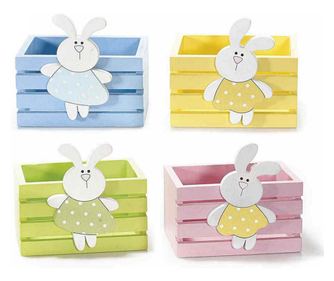 Komplet 4 lesenih figuric zajcev 9x7x8 cm