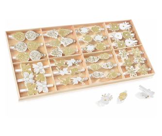 48 darabos karácsonyfa fa díszkészlet 42x20,5x2 cm