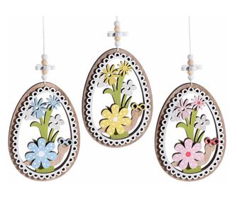 3 darabos dekoratív húsvéti tojás szett, 9x12,5 cm