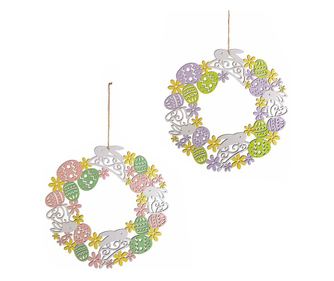 Set 2 Coronite lemn decor Iepurasi 30 cm
