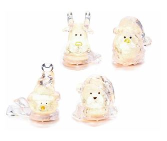 Set od 4 božićna ukrasa s LED svjetlima 7x4.5x7.5 cm