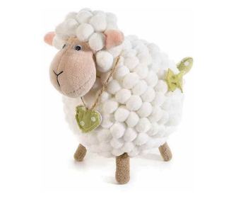 Figurina oita din textil alb verde 13x18x18 cm