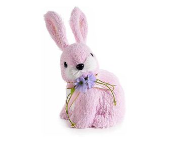 Rózsaszín húsvéti nyuszi figura 12x13,5x17 cm