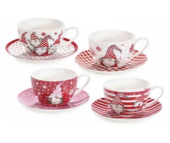 Set od 4 porculanske šalice Djed Mraz 9x6,5 cm