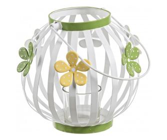 Amelly bijelo-zeleni metalni svijećnjak 17x17x15 cm