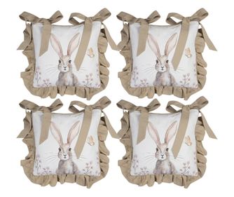 Set od 4 pamučne navlake za jastuke za stolice s motivom zečića, 40x40 cm