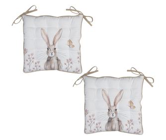 Set od 2 bež pamučne jastuka za stolice s dizajnom zeca, 40x40x4 cm