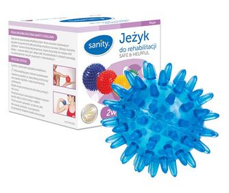 Minge Sanity Safe & Helpful, 2 in 1, pentru reabilitare si masaj, 6 cm, tip arici, Albastru