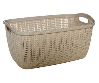 Кош за пране Home, Дръжки, 30 л, Пластмаса, 53х32х23 см, Бежов
