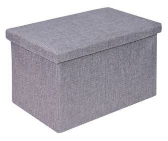 Табуретка Home, Кутия за съхранение, До 70 кг, MDF, Полиестер, 45x30x30 см, Сив