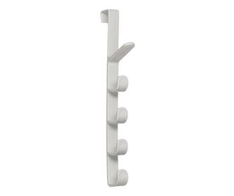 Закачалка за врата Home, 5 куки, До 3 кг, Пластмаса, 2х5,5х28 см, Бял