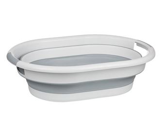 Кош за пране Home, Дръжки, Сгъваем, 38 л, Пластмаса, 63х44х27 см, Сив/Бял