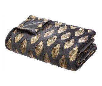 Patura flausata cu frunze 125x150 cm - Gri