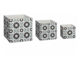 1 set 3 ghivece patrate din cermica max 14x14,5x13,7 cm - Mozaic