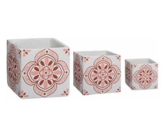1 set 3 ghivece patrate din cermica max 14x14,5x13,7 cm - Floare