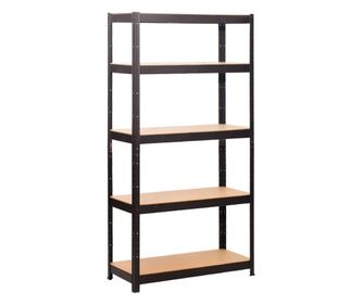 Raft metalic camara, 200X100X50 cm, cadru metalic negru, 5 polite MDF