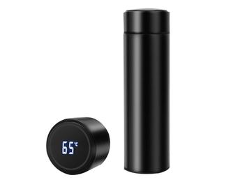 Termos smart cu pereti dublii din inox si afisaj LED, indicator temperatura C, negru, 500 ml