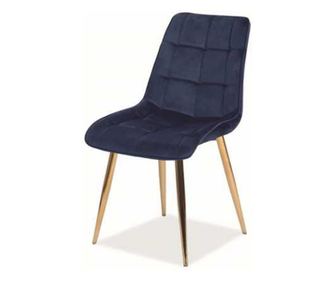Scaun dining catifea chic bleumarin picioare aurii– h 89 cm