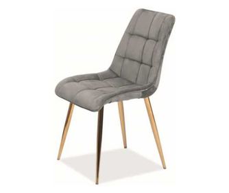 Scaun catifea chic gri picioare aurii – h 89 cm