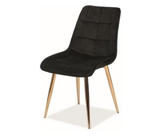 Scaun dining catifea chic negru picioare aurii – h 89 cm
