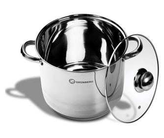 Oala din inox cu capac din sticla , 3.50 l, Grunberg GR2118