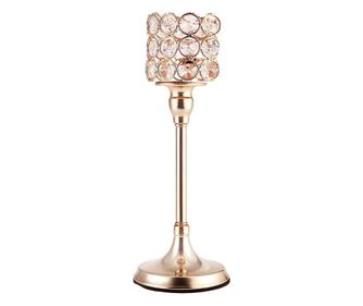 Suport elegant Pufo Gentle pentru lumanare, tip sfesnic, metalic, 24 x 7 cm, auriu