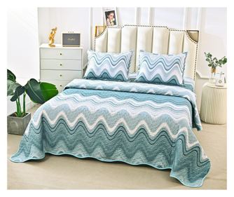 SET CUVERTURA PAT DUBLU + 2 FETE DE PERNA, MOTIVE GEOMETRICE, Y54  220x240