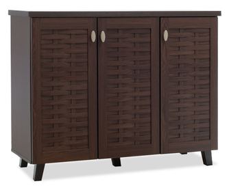 Шкаф за обувки с 3 врати за 16 чифта - орех 115,5x40x92 см