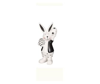Figurina iepuras, alb/negru, 11x7,5x23 cm