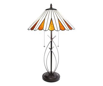 Tiffany béžová hnědá skleněná polyresinová dekorativní lampa 41x69 cm