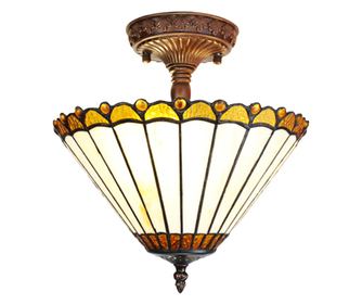 Bézs és barna Tiffany üveg és polirezin csillár 29x30 cm