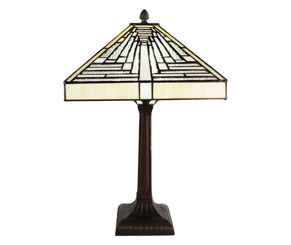 Tiffany bijelo/siva staklena i poliresinska dekorativna svjetiljka 31x31x48 cm