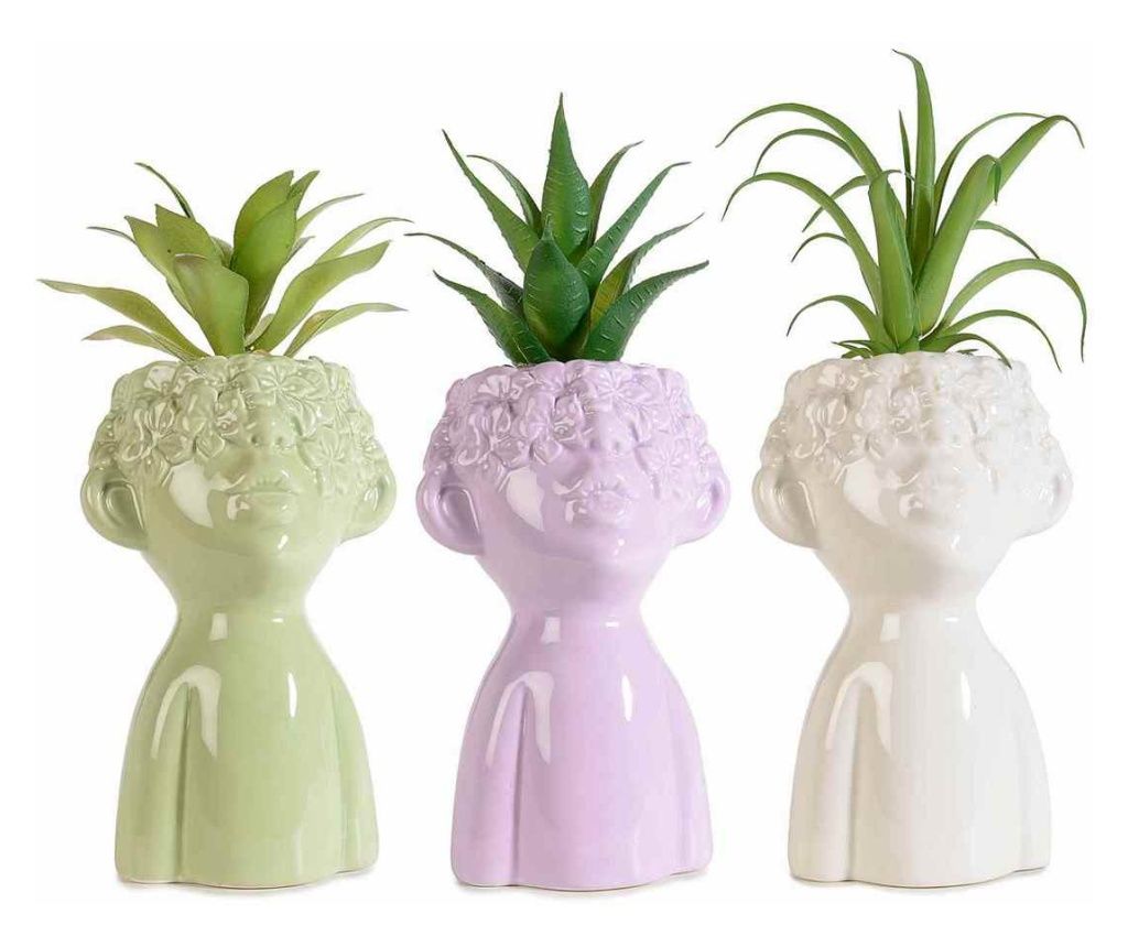 3 darabos műnövény szett cserépben 10x10x25 cm