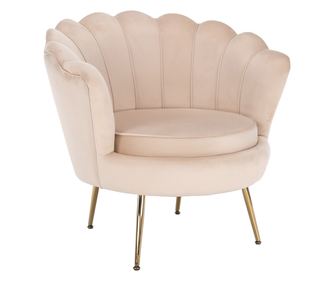 Bezs Bársony Fotel Arany Króm Noblyn 77x76x77 cm