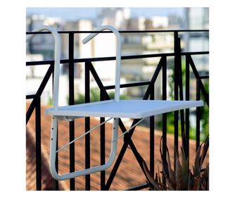 Балконска маса, Висяща, 51.5 см х 39.5 см х 55 см, Бял