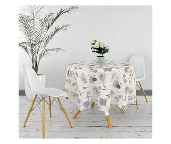 Fata de masa musamarotunda Bottigelli, Dolce Vita, model lavanda violet pe fond bej, diametru 140 cm, cod 6017/01