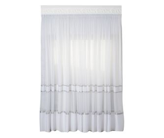 Bijela zavjesa sa srebrnim uzorkom, DolceSara 022, s trakom, 400x250
