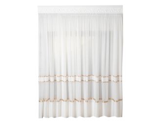 Perdea alba cu model auriu, DolceSara 025, cu rejansa, 300x250
